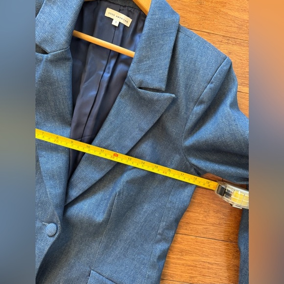 Good American Notch Lapel Chambray Blazer Denim Lined Women’s Sz 1 - Picture 12 of 12